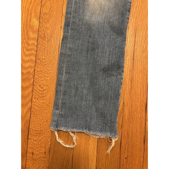 Mother The Rascal Ankle Snippet Jeans Well Played Frayed Crop Blue Size 26 - Picture 3 of 16
